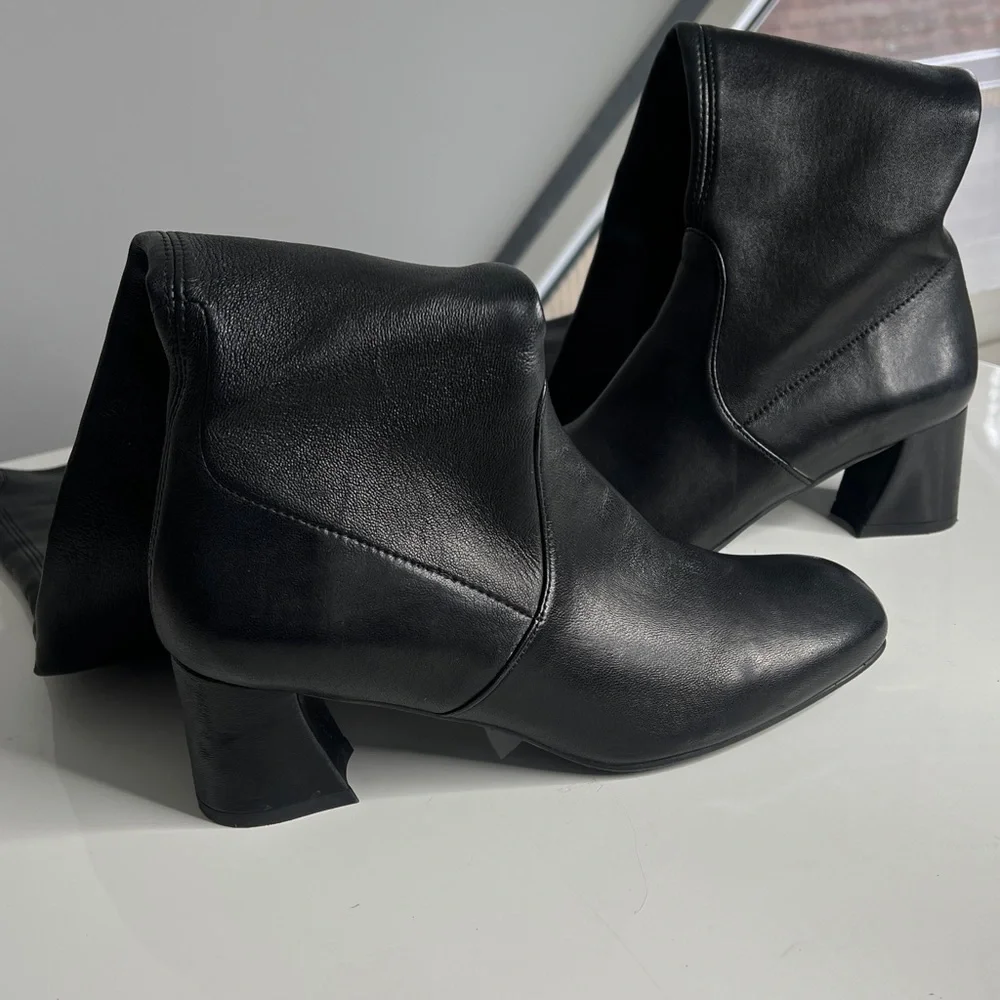 Stuart Weitzman Sz 38 Genna 60 City Black Leather Over the Knee Sock Boots